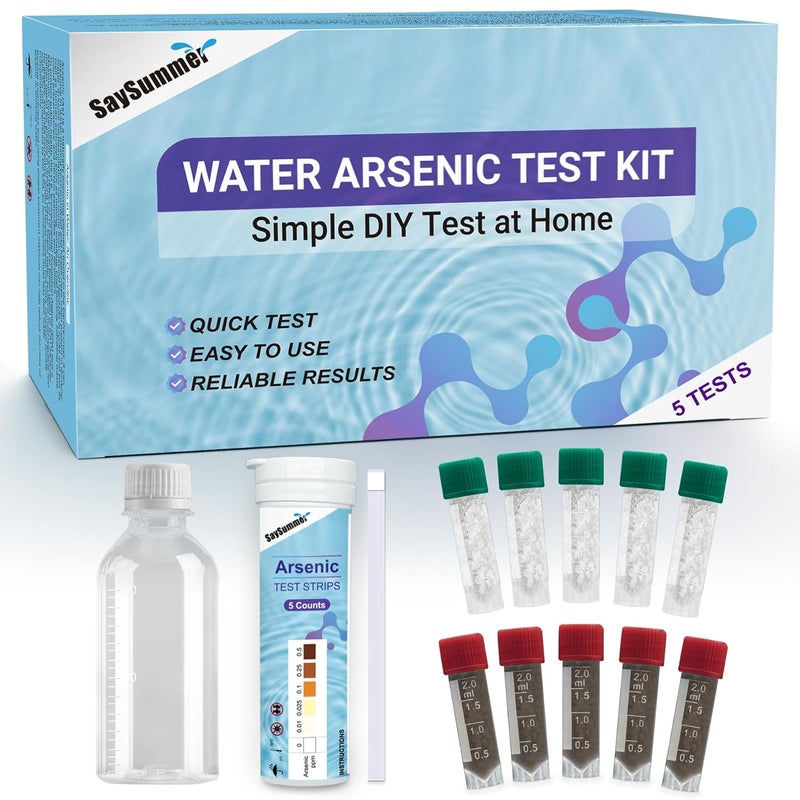 SaySummer Arsenic Water Test Kit: 5 Counts Arsenic Test Kit for Water 0-500 ppb/0-0.5 ppm for Drinking Water Well Home Camping Water and More - Image 1